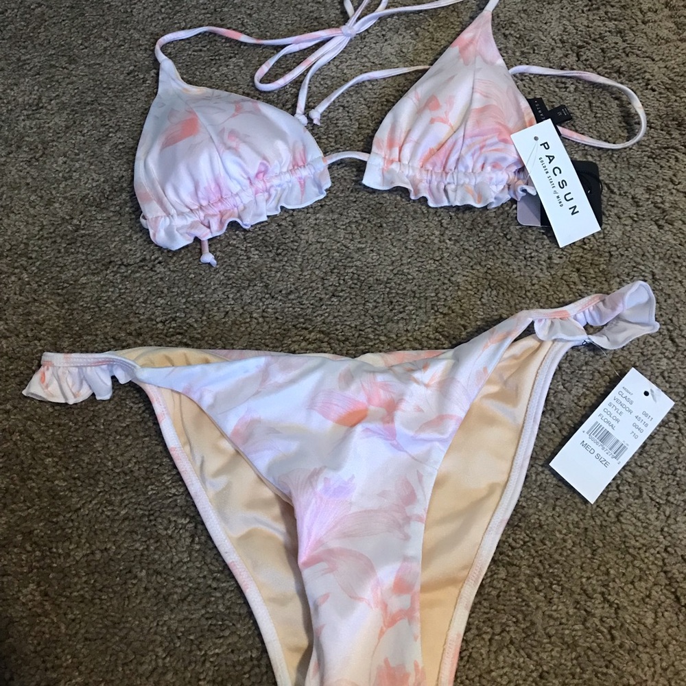 La hearts pink floral bikini